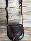 Small Handstitched Dark Brown Leather Handbag