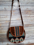 Small Leather Handbag with Otavalo Weaving