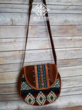 Small Leather Handbag with Otavalo Weaving