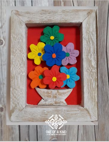 Small Wood Flower Artisanry /Small Red Flowers Wall Art